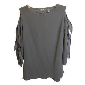 Du Jour Women's Knit Tunic with Tie Sleeves Detail Top Solid Black X-Small